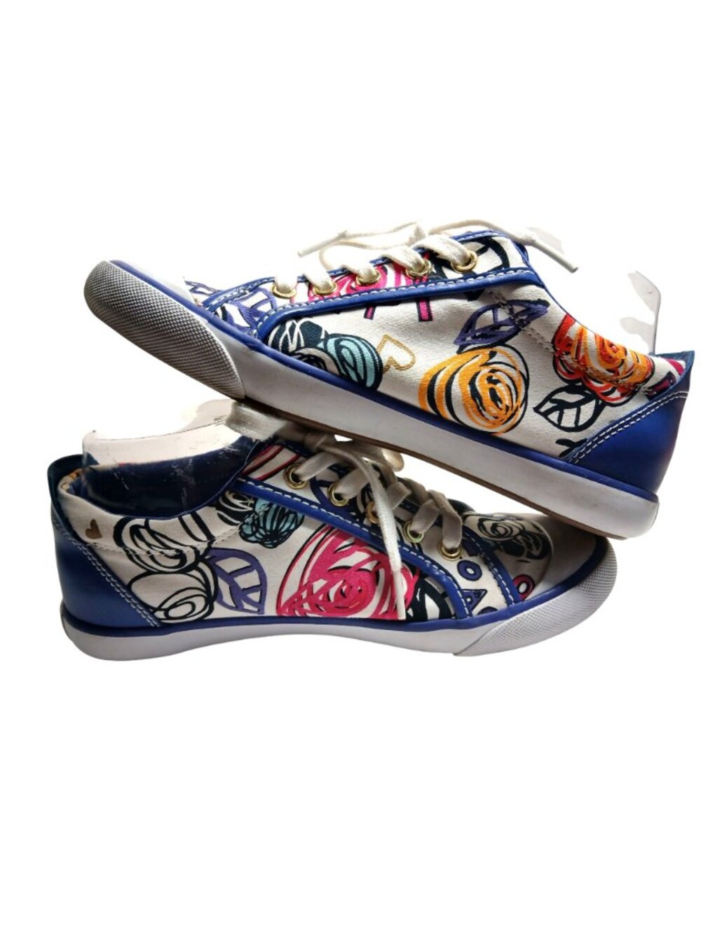 Coach Womens Poppy Graffiti Canvas Sneakers Size 8 Floral Casual Shoes Retro - Picture 10 of 15
